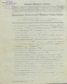 Sprawozdanie Stowarzyszenia Młodzieży Męskiej w Wyśmierzycach za rok 1926