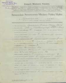 Sprawozdanie Stowarzyszenia Młodzieży Męskiej w Wyśmierzycach za rok 1926