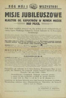 Misje jubileuszowe : Klasztor oo. Kapucyn&oacute;w w Nowem Mieście nad Pilicą