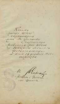 Kronika parafii Wrzos zaprowadzona przez ks. Leonarda Chojnackiego proboszcza par[afii] Wrzos i Dziekana dekanatu potworowskiego w dniu 18 grudnia 1938 r. rozpoczęta