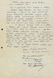 Protokół zdawczo-odbiorczy parafii Kostrzyn z dnia 6 października 1950 r.