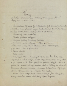 Wyciąg z protokułu posiedzenia Rady Nadzorczej Stowarzyszenia „Ogniwo”, odbytego dnia 27 grudnia 1926 r.