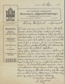 Od czasu rozmowy mojej przez telefon z W[ielmoż]nym Ks. Proboszczem do dnia dzisiejszego nie otrzymałem żadnej absolutnie wiadomości w sprawie roboty przy chórze […]