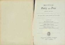 British poetry and prose. Volume One, From Beowulf to Blake