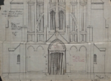 Część elewacji frontowej nowego kościoła parafialnego w Rożniszewie