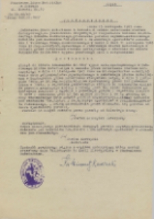 Postanowienie [Inc.:] Dnia 15 listopada 1965 roku Państwowe Biuro Notarialne w Radomiu […]