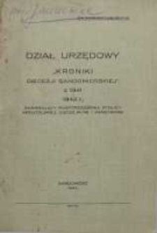 Dział Urzędowy „Kroniki Diecezji Sandomierskiej z 1941 r.”