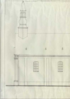 Kościół rzym.-kat. w Jankowicach woj. radomskie. Elewacja podłużna boczna-zachodnia