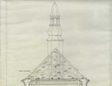 Kościół rzym.-kat. w Jankowicach woj. radomskie. Przekrój pionowy a-a z widokiem na wieżę kościelną