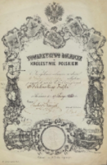 Patent na Członka czynnego. Towarzystwo Rolnicze w Królestwie Polskiem