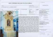 Karta ewidencyjna zabytku ruchomego. Ołtarz boczny lewy - św. Michała Archanioła