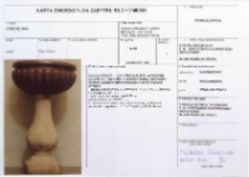 Karta ewidencyjna zabytku ruchomego. Chrzcielnica