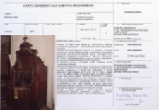 Karta ewidencyjna zabytku ruchomego. Konfesjonał