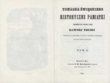 Tomasza Święckiego Historyczne pamiątki znamienitych rodzin i osób dawnej Polski T.1
