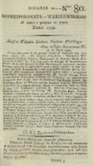 Korrespondent Warszawski, 1792, nr 80, dod
