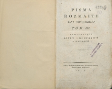 Pisma rozmaite Jana Śniadeckiego T. 3, zawierający listy i rozprawy w naukach