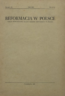 Reformacja w Polsce : organ Towarzystwa do Badania Dziejów Reformacji w Polsce, 1948/1952, R. 11