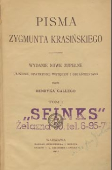 Pisma Zygmunta Krasińskiego T. 1