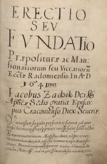 Erectio seu Fundatio…