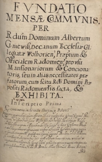 Fundatio Mensae Communis