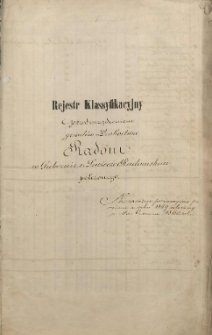 Rejestr Klassyfikacyjny przed urządzeniem gruntów Probostwa Radom w Guberni i Powiecie Radomskim położonego