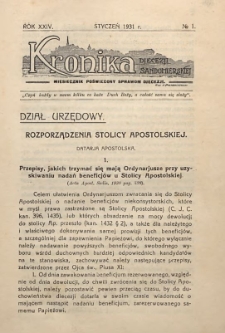 Kronika Diecezji Sandomierskiej, 1931, R. 24, nr 1