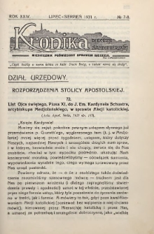 Kronika Diecezji Sandomierskiej, 1931, R. 24, nr 7/8