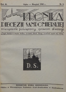Kronika Diecezji Sandomierskiej, 1948, R. 41, nr 4