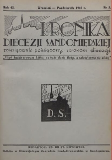 Kronika Diecezji Sandomierskiej, 1949, R. 42, nr 5