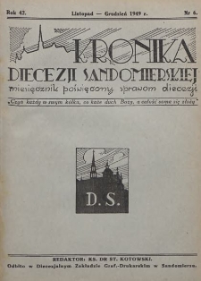 Kronika Diecezji Sandomierskiej, 1949, R. 42, nr 6