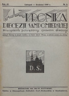 Kronika Diecezji Sandomierskiej, 1949, R. 42, nr 6