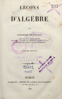 Leçons d'algèbre