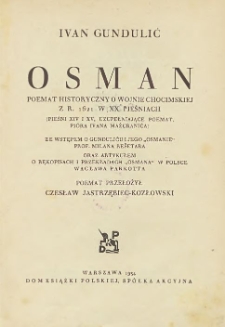 Osman : poemat historyczny o wojnie chocimskiej z r. 1621 w XX pieśniach