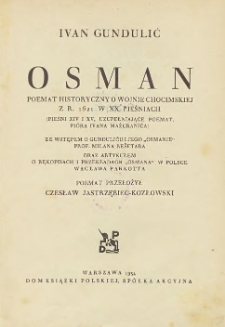 Osman : poemat historyczny o wojnie chocimskiej z r. 1621 w XX pieśniach