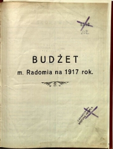Budżet m. Radomia na 1917 rok