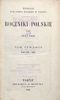 Roczniki Polskie z lat 1857-1861 T. 4