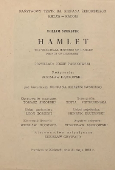 Wiliam Szekspir „Hamlet ; the tragical historie of Hamlet prince of Denmark”