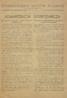 Stowarzyszenie Kupców Polskich w Radomiu. Administracja gospodarcza