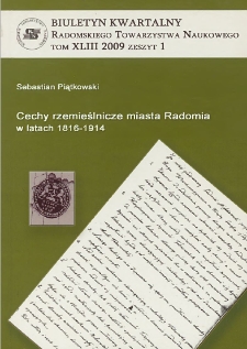 Biuletyn Kwartalny Radomskiego Towarzystwa Naukowego, 2009, T. 43, z. 1