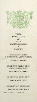 Ireneusz Iredyński &bdquo;Dacza&rdquo; : sztuka w trzech aktach / Teatr Powszechny im. Jana Kochanowskiego w Radomiu