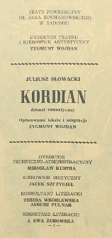 Juliusz Słowacki „Kordian” : dramat romantyczny / Teatr Powszechny im. Jana Kochanowskiego w Radomiu