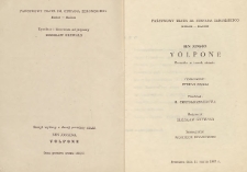Ben Jonson &bdquo;Volpone&rdquo; : komedia w trzech aktach / Państwowy Teatr im. Stefana Żeromskiego Kielce - Radom