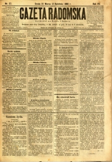 Gazeta Radomska, 1890, R. 7, nr 27