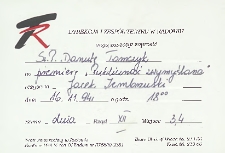 [Zaproszenie dla Danuty Tomczyk na premierę "Publiczność zwymyślana"]/ Teatr Powszechny im. Jana Kochanowskiego w Radomiu