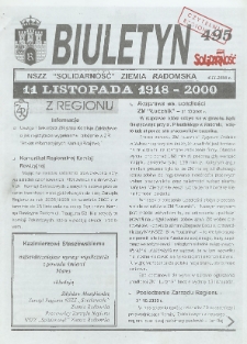 Biuletyn NSZZ "Solidarność" Ziemia Radomska, 2000, nr 495