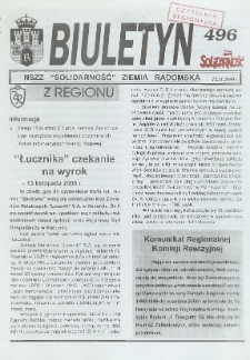 Biuletyn NSZZ "Solidarność" Ziemia Radomska, 2000, nr 496