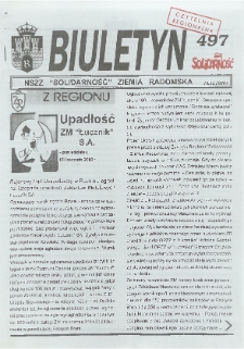 Biuletyn NSZZ "Solidarność" Ziemia Radomska, 2000, nr 497