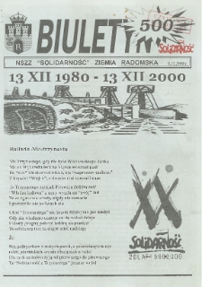 Biuletyn NSZZ "Solidarność" Ziemia Radomska, 2000, nr 500