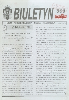 Biuletyn NSZZ "Solidarność" Ziemia Radomska, 2001, nr 503