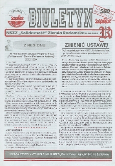 Biuletyn NSZZ "Solidarność" Ziemia Radomska, 2003, nr 580